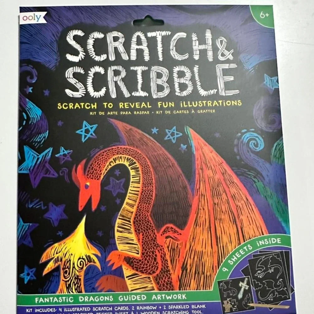 New OOLY Scratch &‎ Scribble Fantastic Dragons Scratch Art
